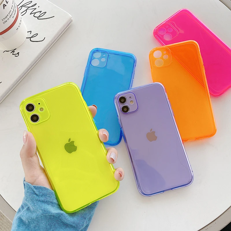 Colorful Transparent Shockproof Frame Phone Case for IPhone 11 Pro X XS XR Max 10 8 7 6 12 Plus Soft TPU Protection Back Cover