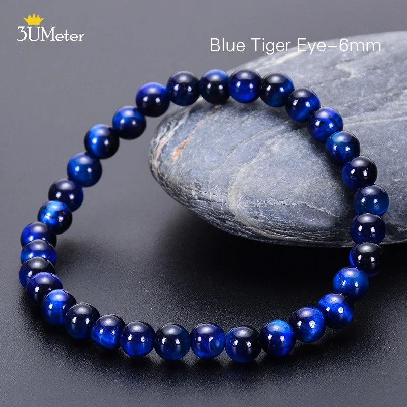 Blue Tiger Eye Мода натуральный камень бусины браслет для мужчин тигровый глаз камень браслеты ручной работы Исцеление йогой энергии браслет с Буддой для мужских ювелирных изделий - Окраска металла: Blue Tiger Eye