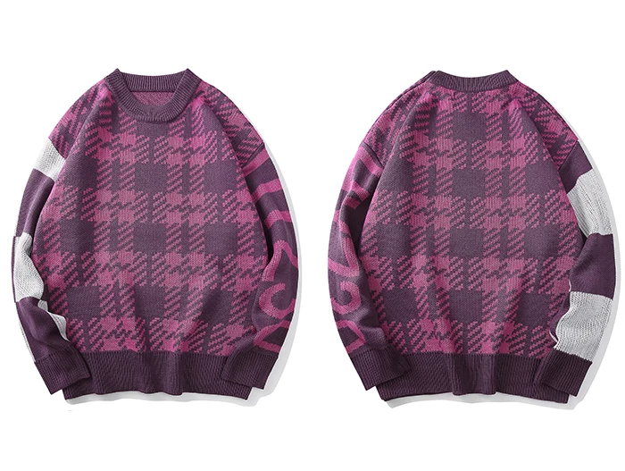 Aelfric Eden Color Block Letter Knittwear Mens Sweaters Streetwear Harajuku Hip Hop Autumn Casual Male Pullovers Overwear