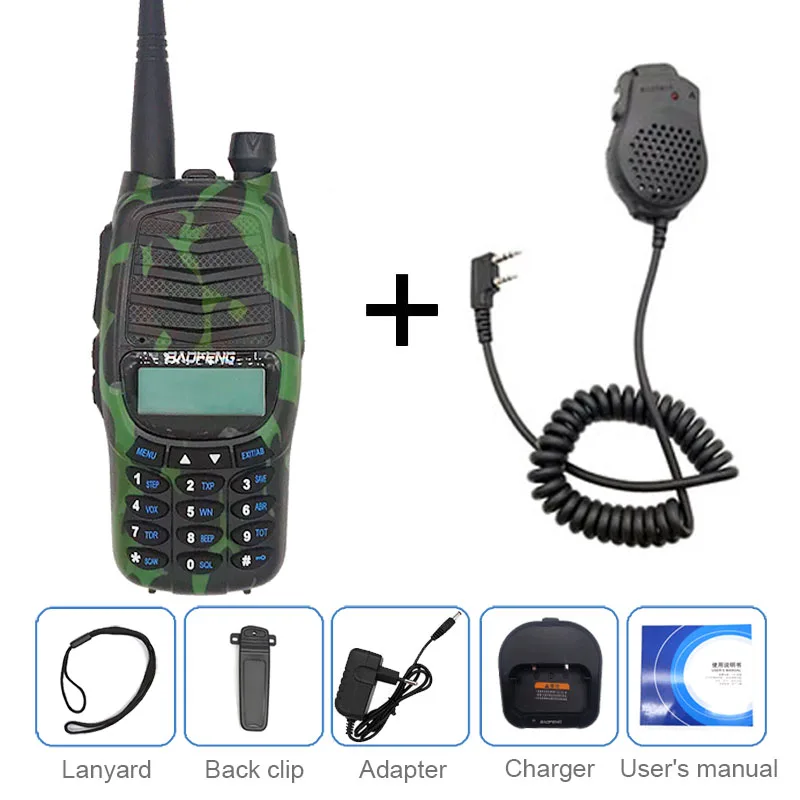 Baofeng BF-UV990, 8 Вт, высокомощная рация, 10 км, обновленная VHF УВЧ, ВЧ-трансивер, мощная двухсторонняя радиостанция - Цвет: Camo and Mic