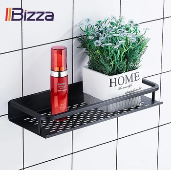 

Bathroom Shelf Black Aluminum Wall-Mounted Square Shampoo Shelf Cosmetic Shelves Kitchen Nets Shelf Storage Rack Organizer Rack