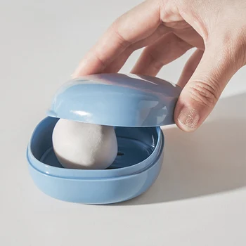 

1Pcs Portable Soap Storage Box Travel Waterproof Soap Box With Lid Solid Drain Soap Tray Home Bathroom Toilet Soap Container H#