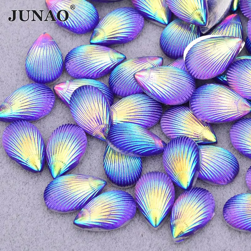 JUNAO 7x15 мм розовые AB Стразы «лошадиный глаз» аппликация с плоской задней частью из смолы, драгоценные камни, украшение из кристаллов, не исправляющие стразы, бусины для рукоделия - Цвет: 8X13mm Purple AB