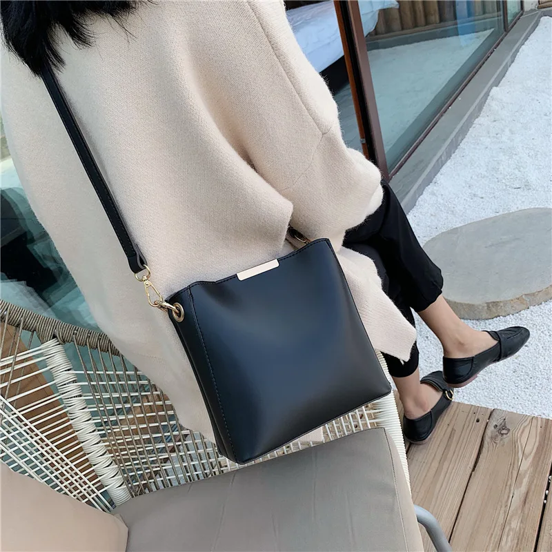

Elegant WOMEN'S Bag Ins2019 Autumn Simple Glorious Solid Color Different Size Bags Shoulder Small Bucket Bag Bags