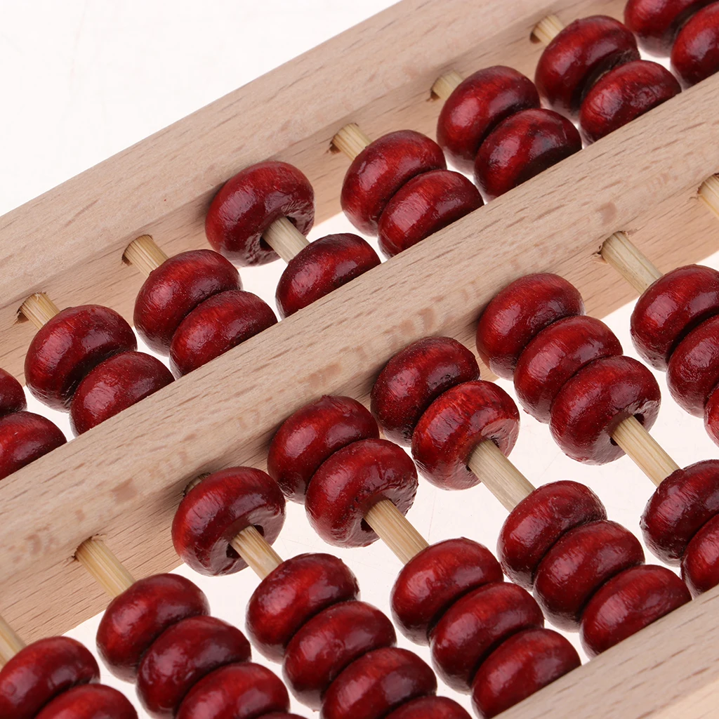Vintage Style Wooden Abacus - Professional 9 Rows Chinese Wood Column Calculator with Reset Button Craftsmanship for Kids