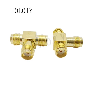 

1PCS SMA Female to Dual SMA Female Triple T Type RF Coaxial Connector 3 Way Splitter One Point Two SMA Female Tee Elbow Adapter