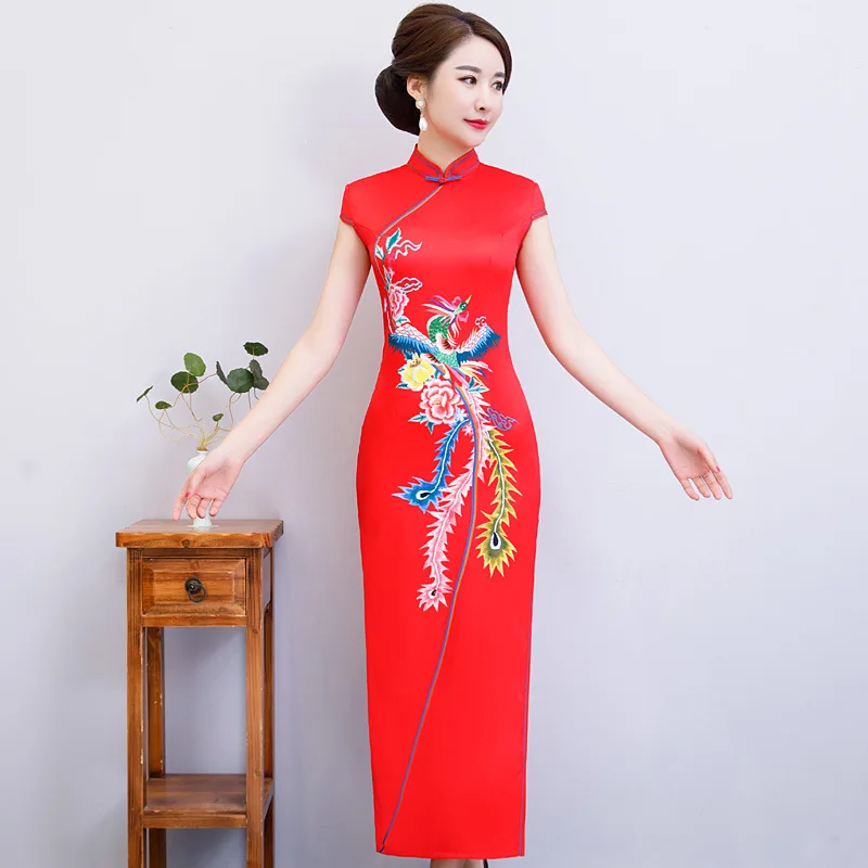 

2019 Summer New Improved Cheongsam Long Elegant Chinese-style Costume Catwalks Old Shanghai Retro WOMEN'S Dress Large Size