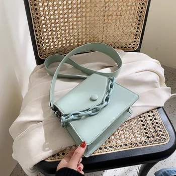 

Mini Bag 2020 New Wild Simple Solid Color Messenger Crossbody Bags For Women Fashion Temperament Chic Chain Small Square Bag sac
