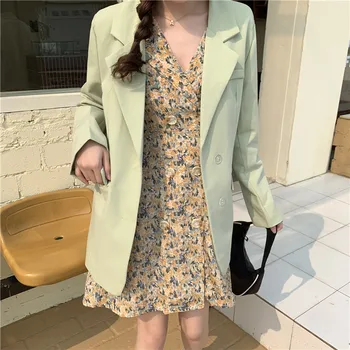 

ZOSOL Woman of Fashion Solid British Loose Long Suit Ins Coat