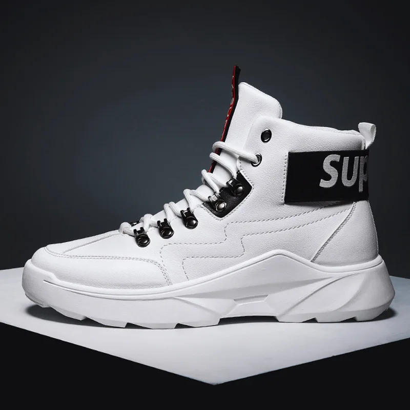 

Autumn And Winter New Style Hight-top Thick Bottomed Casual Leather MEN'S SHOES 2019 Cool Trendy Shoes Korean-style Versatile At