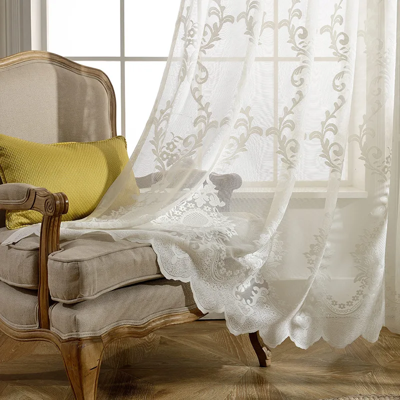 Modern Simple European Style Curtain Pure Jacquard Curtain Curtain Tulle Fashion Voile for Living Room and Bedrooms