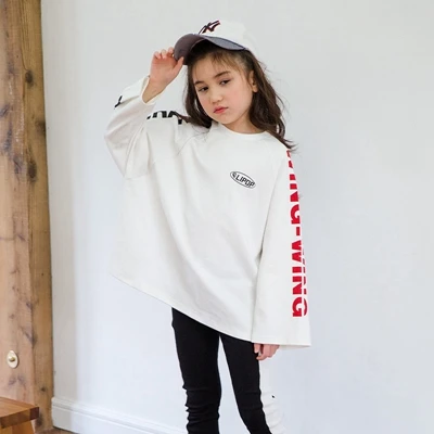 White Tops Комплекты для девочек осенние детские костюмы для девочек-подростков, модная детская одежда, спортивный костюм хлопковые толстовки с буквенным принтом+ леггинсы - Цвет: White Tops