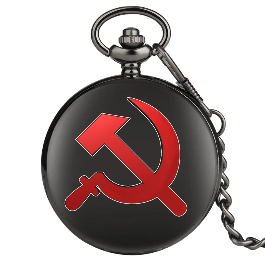 Pendant Clock Pocket-Watch CCCP Soviet Chain Necklace Gifts USSR Bronze Red Communism
