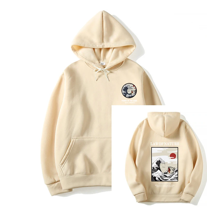 Khaki Японская мода Новая Осенняя вышивка забавный кот волна печатных флисовые толстовки зима Япония стиль хип хоп Повседневная Толстовка - Цвет: Khaki