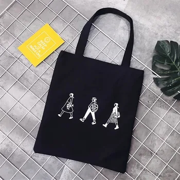 

Ladies Handbags Canvas Tote Bag Cotton Cloth Shoulder Shopper Bags for Women 2020 Eco Foldable Reusable Shopping Bags Grocery