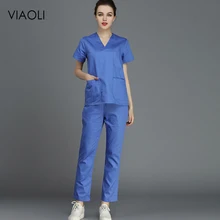 Cheap VIAOL dental clinic pet doctor beauty salon overalls 100%cotton medical clothes scrub suits doctor nurse shorts sleeve uniforms Cheap VIAOL dental clinic pet doctor beauty salon overalls 100%cotton medical clothes scrub suits doctor nurse shorts sleeve uniforms