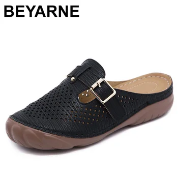 

BEYARNE Women summer beach slippers 2020 new high quality ladies retro couture casual low beach soft comfortable sandals shoes
