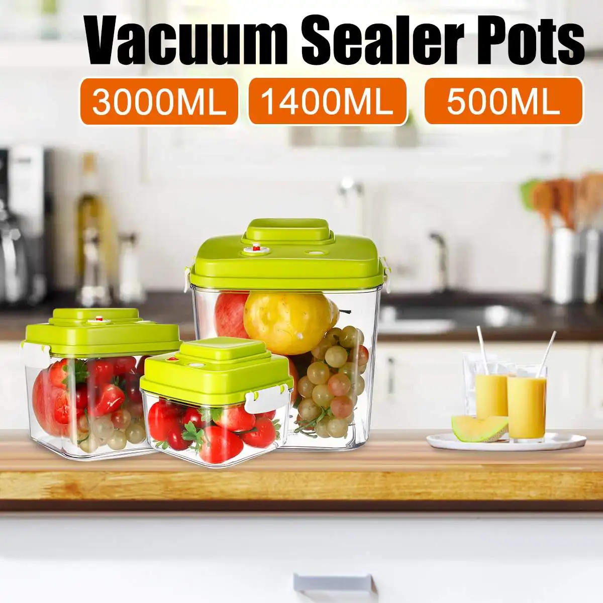

L/M/S Vacuum Containers Fresh Can Damp Proof Tea Pot Food Seal Pot Vacuum Sealer Pots For Seal Foods