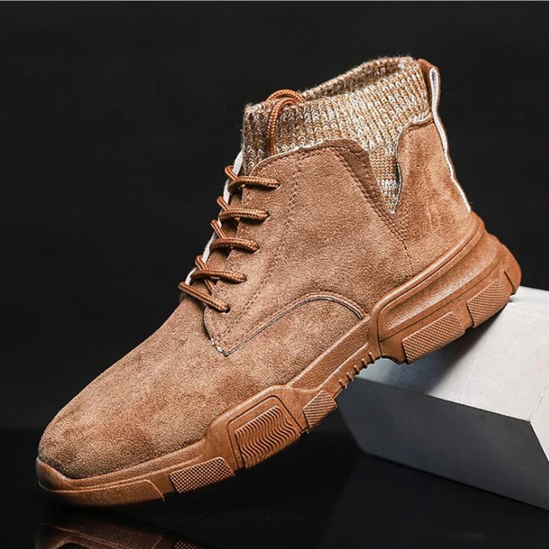 Модные зимние мужские ботинки на меху; Botas; черные теплые зимние мужские ботинки; кожаные ботильоны; Мужская зимняя Рабочая обувь; Прямая поставка