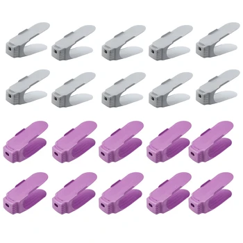 

10 Pack Adjustable Holder Stack Shoes Organizer Space Saver Plastic