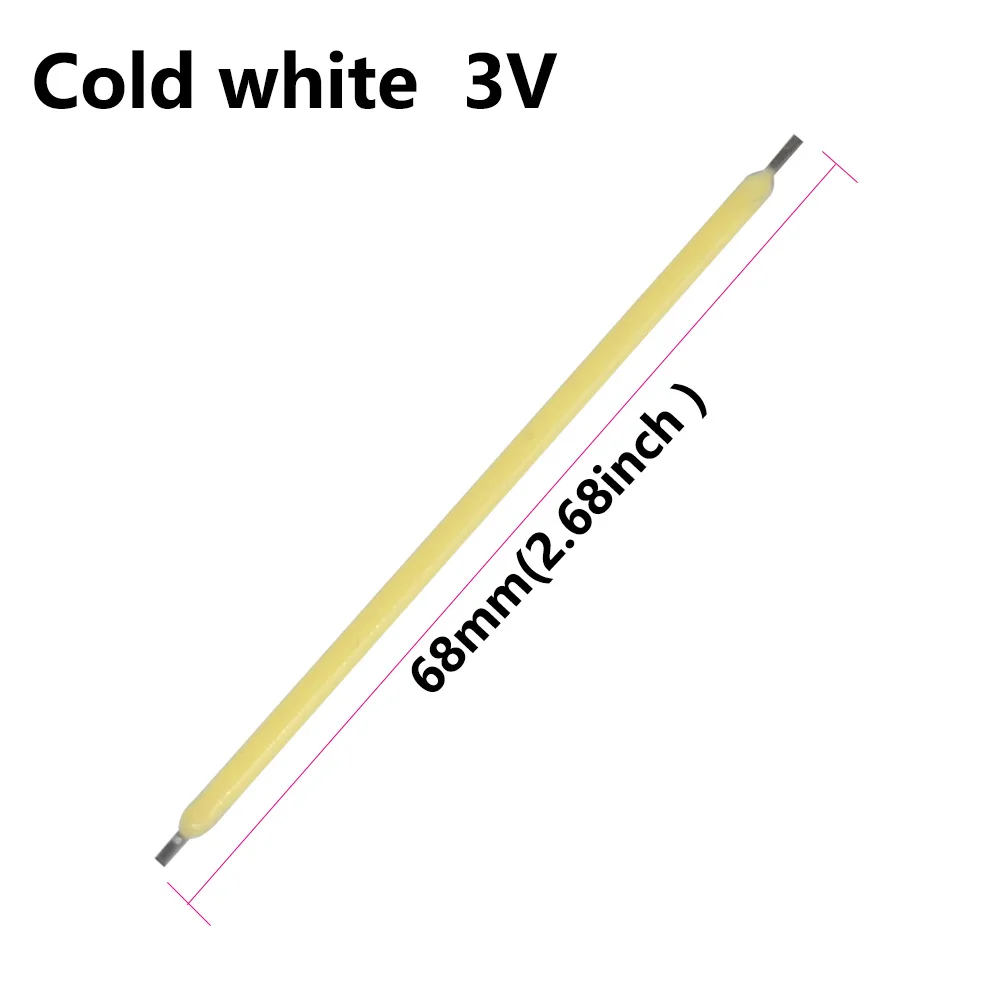 Description Picture 3 of item10PCS LED chip 3V 68mm Hard filament Edison Bulb Lamp Parts LED Bulb Incandescent Light Accessories Diodes Warmwhite Red green