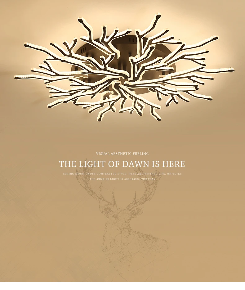 

Modern led lamp black antlers acrylic led ceiling lamp living room living room kitchen lighting with remote control lights