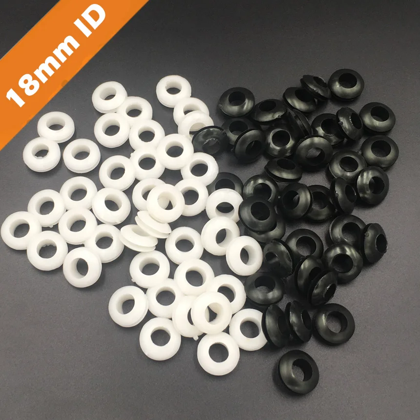 40pcs 18mm Inner Diameter Black White Dual Side Open Hole Plug Cable Wiring Rubber Protector Ring Seal Grommet Gasket | Обустройство