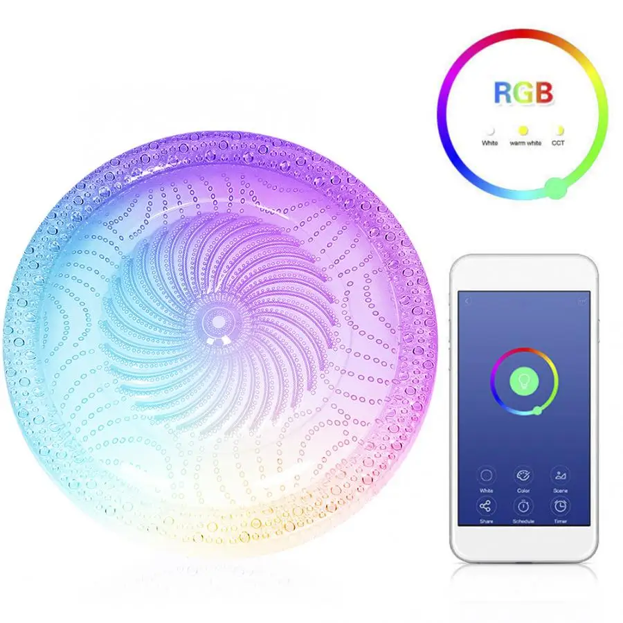 RGB&WW 48W 15 Inch LED Smart Multi-color Ceiling Light Wifi Vioce Control Lighting AC 85-265V led ceiling light