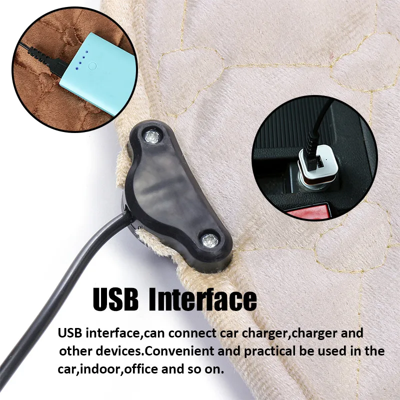 USB автомобильная нагревательная Подушка с подогревом грелка авто Подогрев сиденья Подушка поддержка подогреватель автомобильное сиденье защитный чехол 50X48 см