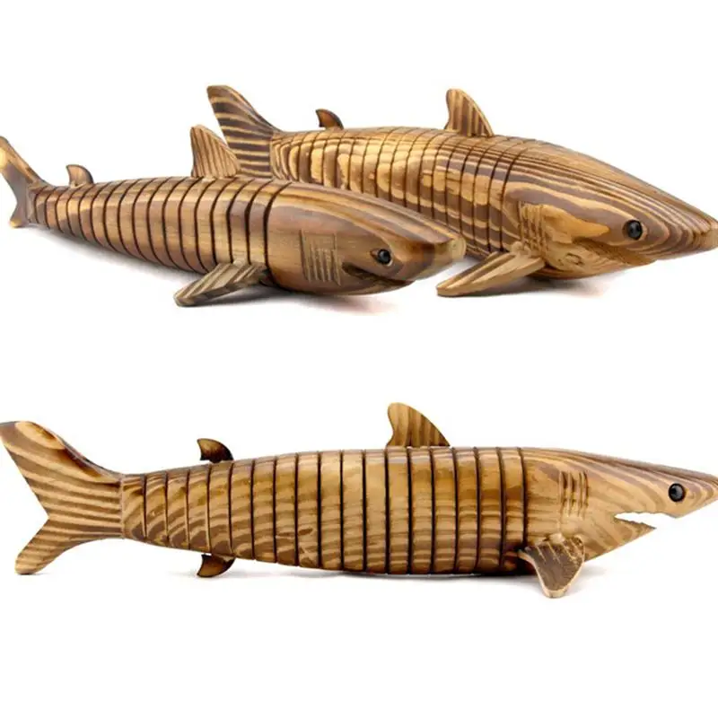 

1pc 33cm Wooden Animal Model Shark Pattern Simulation Animal Model Kids Gift DIY Crafts Desktop Decoration