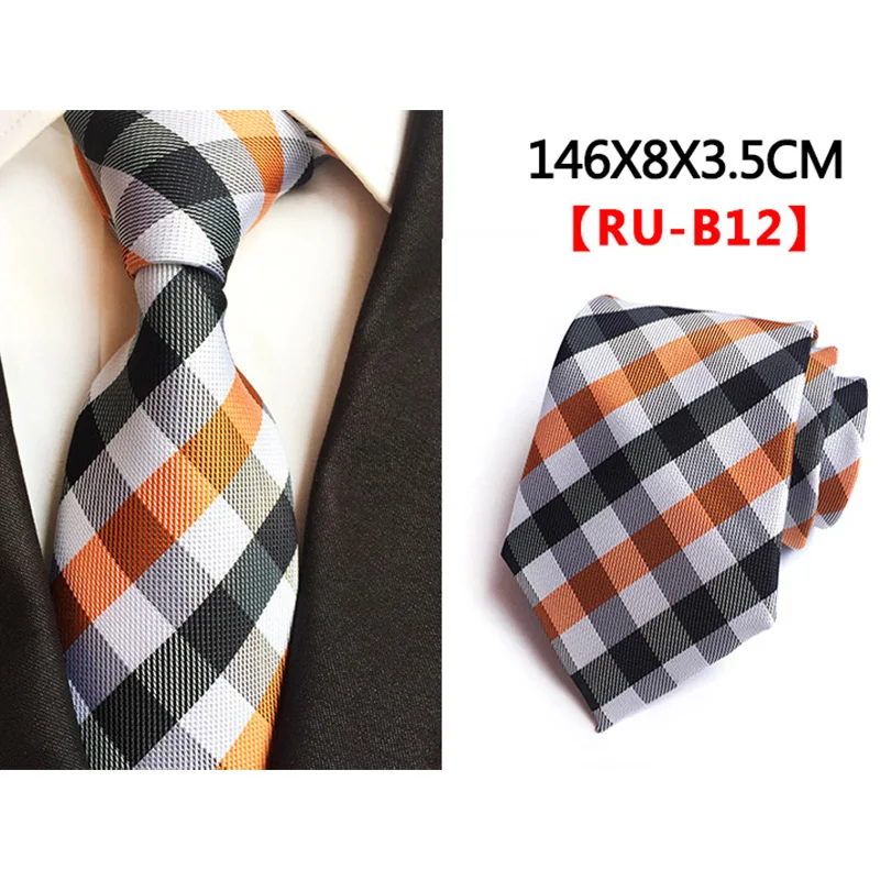 8cm Formal Tie Striped Solid Jacquard Necktie checkered For Men Business Wedding Ties neck ties