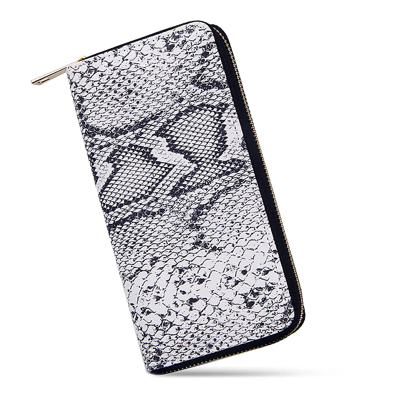 

Fashion Women Long Wallets Snake Pattern Design Zipper Purse Large Capacity Phone Coin Purse Multi-card Position Card Holder