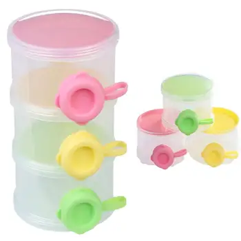 

1PCS 3 Layers Portable Infant Baby Milk Powder Dispenser Storage Box Bins Container Food Storage Feeding Box Side Opener