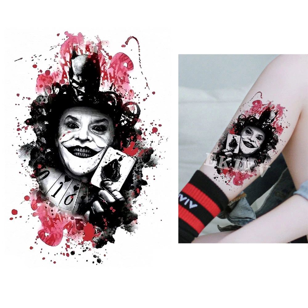 Watercolor Temporary Tattoo Stickers Red Rose Flower Butterfly Waterproof Tattoo Suicide Squad Tattoo Joker Body Art Tattoo Temporary Tattoos Aliexpress