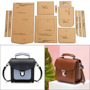 

1Set DIY Kraft Paper Template New Leisure Small Square Bag Shoulder Bag Crossbody bag Leather Craft Pattern DIY Stencil Sewing