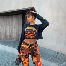 Укороченный топ женские топы Спортивные осенне-зимняя одежда длинный рукав уличный фитнес тренажерный зал Йога Спорт Черный Принт с буквами сексуальный укороченный топ