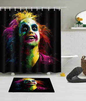

Crazy Colorful Clown Waterproof Fabric Shower Curtain w/ Hooks