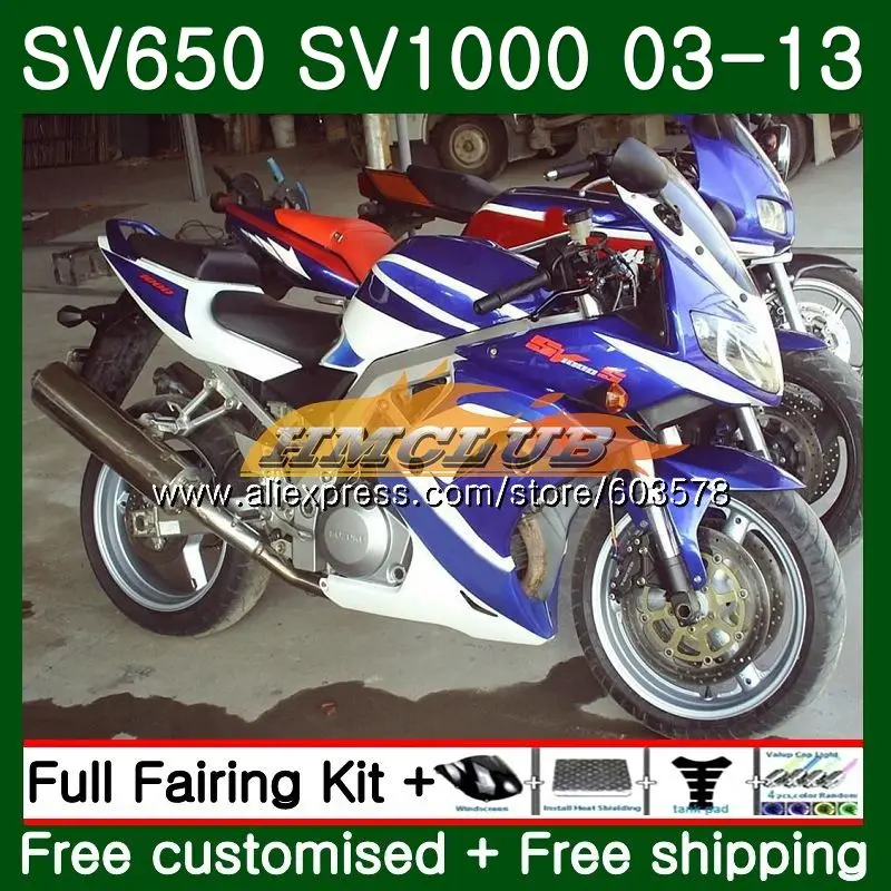 SV650S для SUZUKI SV650S 03 06 07 08 09 10 13 19CL. 0 SV1000S 2004 2005 2006 2007 2008 2009 2010 2012 2013 обтекатель синий белый