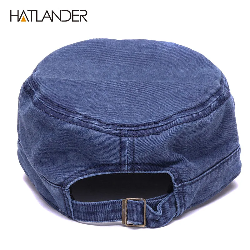 HATLANDER винтажная промытая хлопковая кепка и шляпа для мужчин и женщин, уличная Плоская верхняя армейская шляпа с регулируемым горрасом, прочные армейские кепки