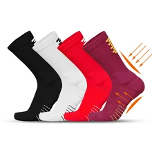 Color Striped Design Arch Support Thick Cushioned Compression Crew Sport Socks for Basketball Athletic
