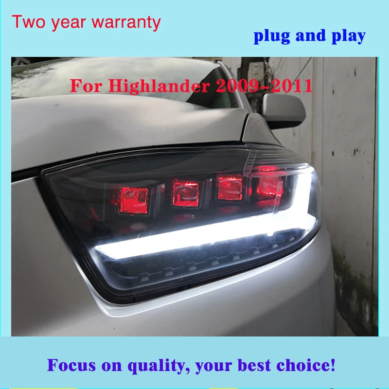 Автомобильный Стайлинг для 2009-2011 Highlander фары все светодиодный фары светодиодный DRL двойной U Angel Eye hid фары аксессуары