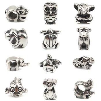 

DoreenBeads 304 Stainless Steel 3D Beads Animal Shaped Silver Color for European Jewelry Bracelet Findings DIY 2 PCs