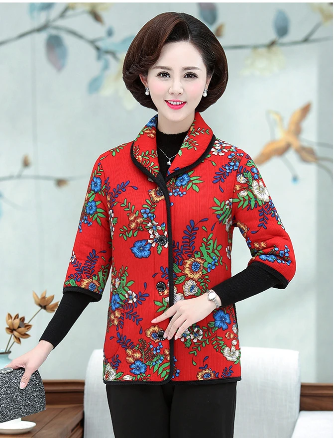 Autumn New Middle-Aged Women Vest Short Sleeve Plus Size Print Casual Plus Velvet To Keep Warm Vest Female F803