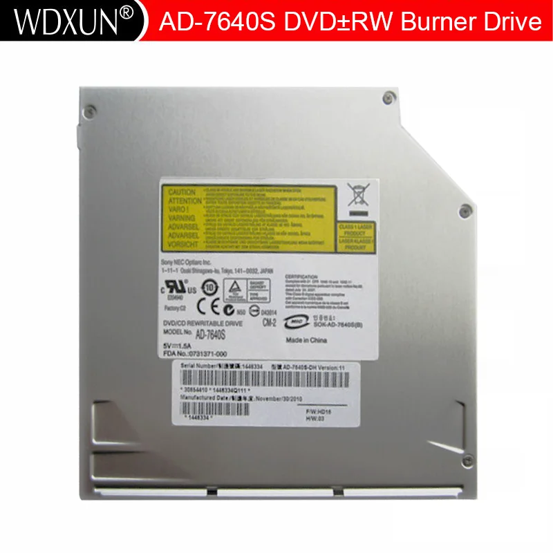 

Optiarc AD-7640S SATA Slot Load Dual Layer DVD+-R/RW RAM Burner Drive Notebook CD DVD Brenner Laufwerk Drive