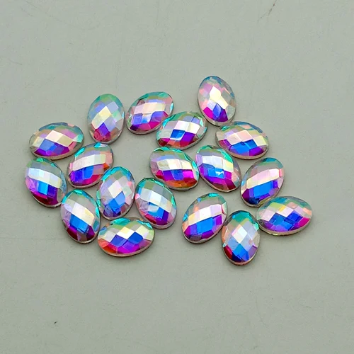 4X6 oval 10 шт./лот, Кристальные блестящие 3D Стразы для дизайна ногтей AB, цветные конские глазки/капли дождя/треугольные/Алмазные DIY декоративные подвески - Цвет: 4X6 oval