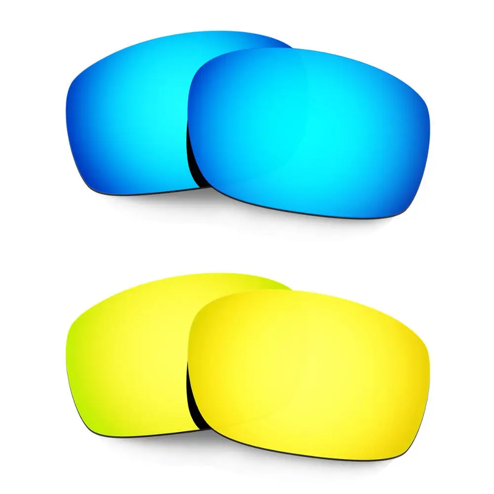 

HKUCO For X Squared Sunglasses Polarized Replacement Lenses 2 Pairs Blue & Gold
