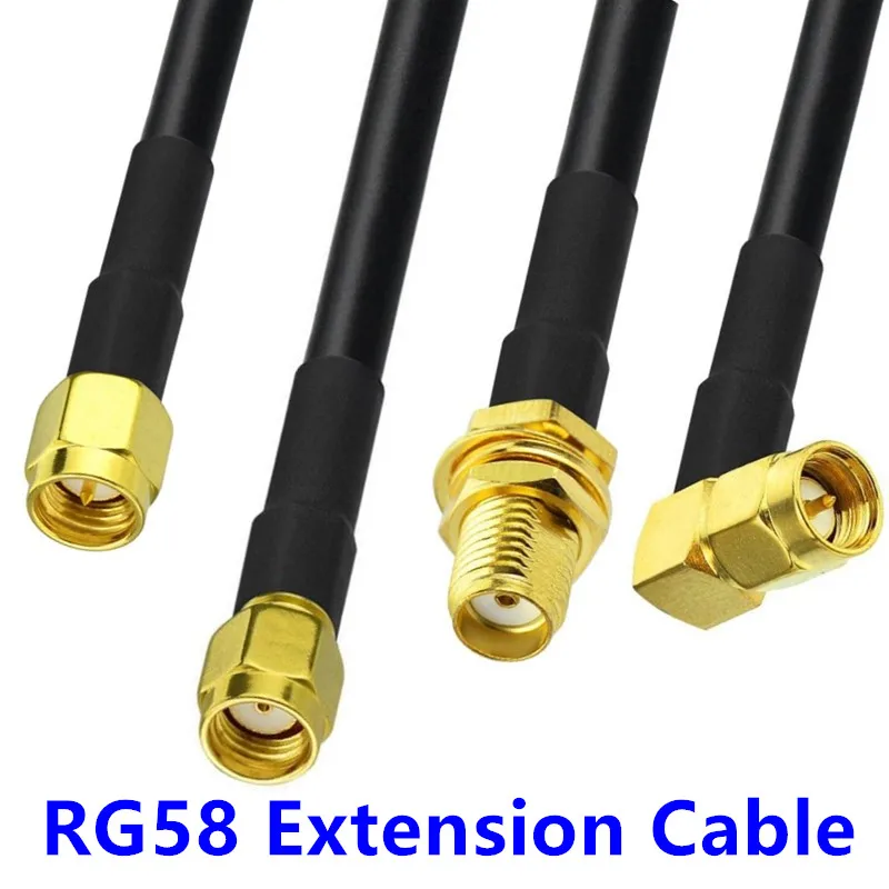 Cable Coaxial SMA macho a SMA macho RG58, 1M, 3M, 5M, 10M, 20M, enchufe SMA 3G, 4G, Cable de extensión de antena WiFi, adaptador de conector Pigtail