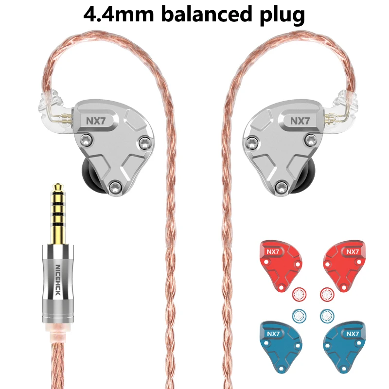 4.4mm balanced plug NICEHCK NX7 Pro In Ear HIFI наушники 4BA+ Dual CNT Dynamic+ пьезоэлектрическая керамика Гибридный Сменный фильтр Лицевая панель IEM гарнитура - Цвет: 4.4mm balanced plug
