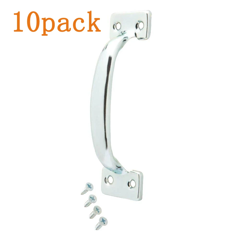 Premium door handles 5-3 / 4" cabinet drawers, doors, cabinets, furniture, barn utility door handles galvanized(silver and blac - Цвет: 10 packs