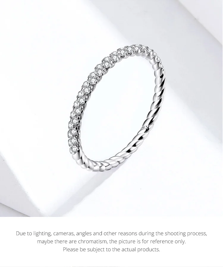 Свадебные простые кольца, BISAER, 925 пробы, серебро, прозрачный кубический циркон, кольца на палец для женщин, ювелирные изделия из стерлингового серебра ECR624